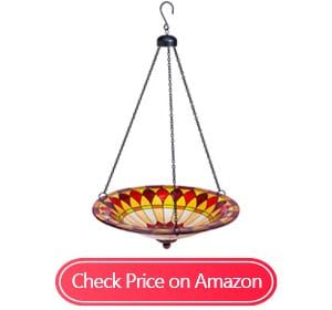 evergreen colorful hanging glass birdbath