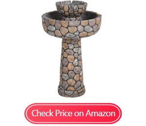 glitzhome stone bird bath patio fountain